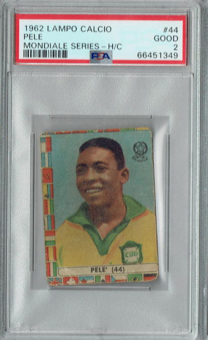 PSA 2 Pele 1962 Lampo Calcio #44 Mondiale Series - H/C Vintage Trading Card