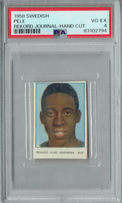 PSA 4 Pele 1958 Swedish Rekord Journal-Hand Cut Rookie Card