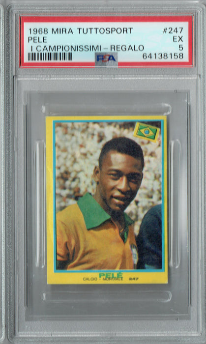 PSA 5 Pele 1968 Mira Tuttosport #247 Campionissimi Regalo Back Trading Card