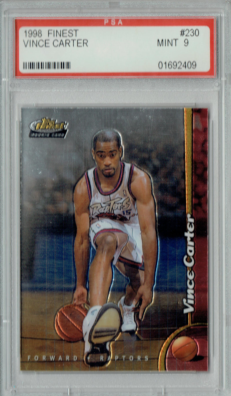 PSA 9 Vince Carter 1998 Topps Finest #230 Rookie Card Toronto Raptors