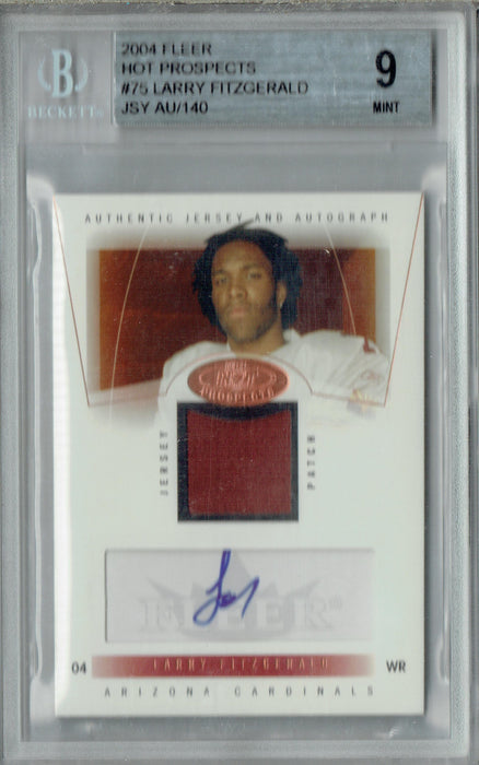 BGS 9 Larry Fitzgerald 2004 Fleer Hot Prospects #75 Auto 109/140 Rookie Card