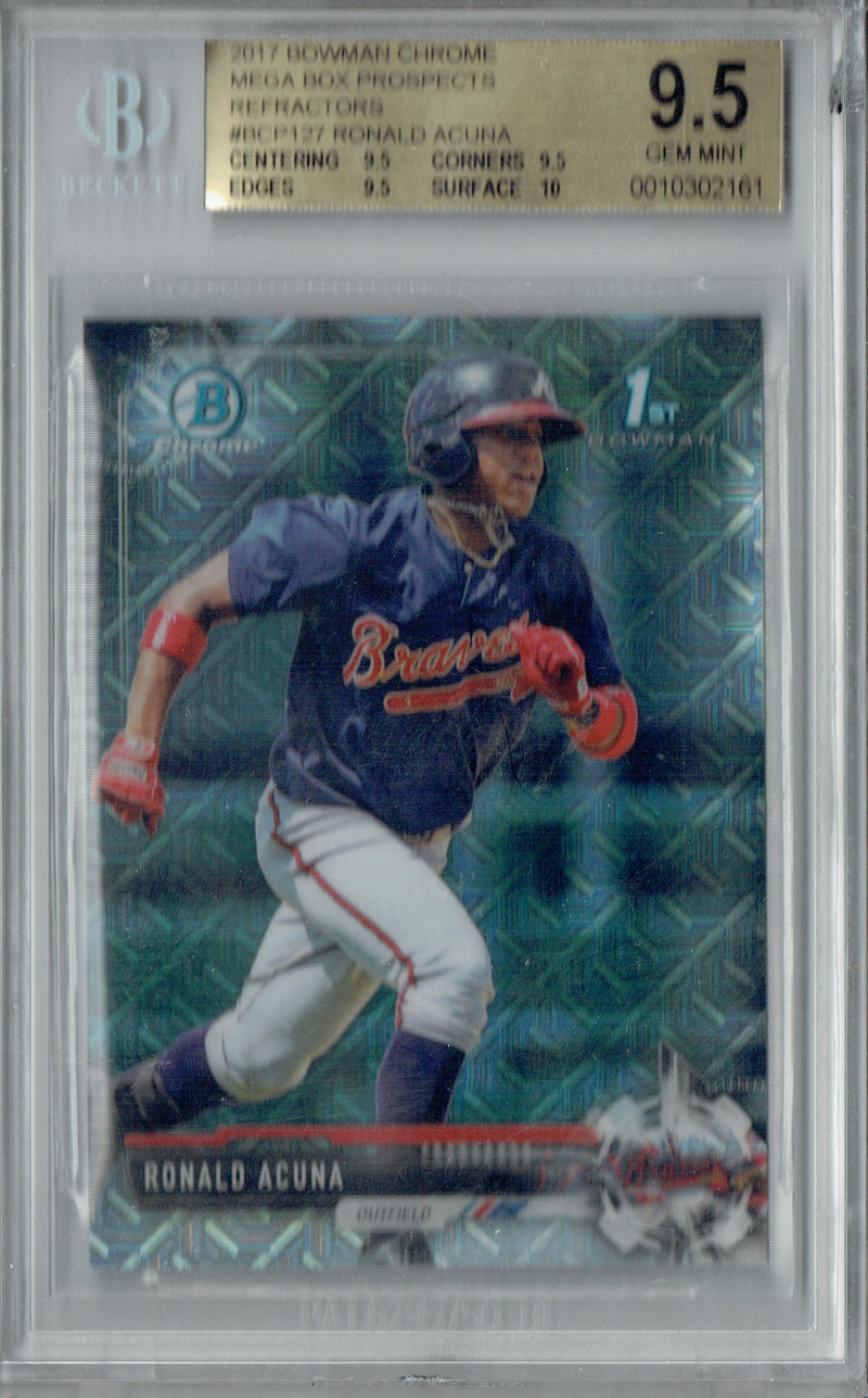 BGS 9.5 Ronald Acuna 2017 Bowman Draft Chrome #BCP127 Mojo Refractor Rookie Card Atlanta Braves