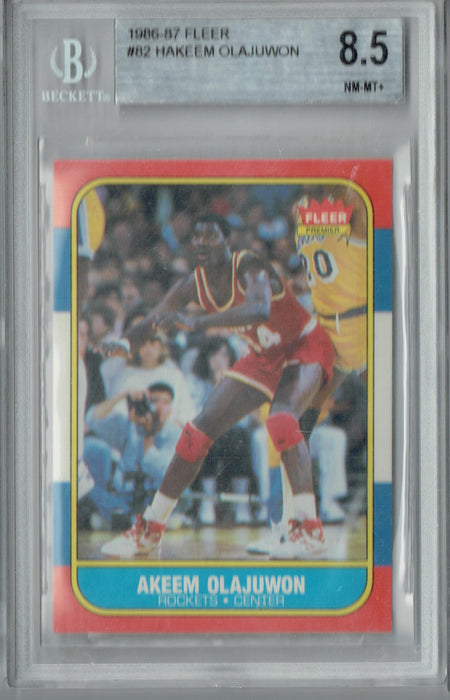 BGS 8.5 Hakeem Olajuwon 1986 Fleer #82 Rookie Card