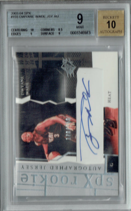 BGS 9/10 Dwyane Wade 2003 Upper Deck SPX 155 Auto 170/750 Miami Heat Rookie Card