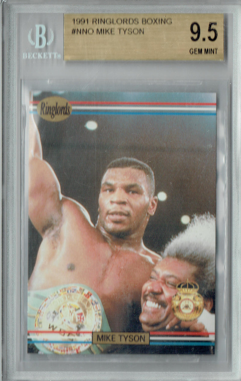 BGS 9.5 Mike Tyson 1991 Ringlords Boxing No Sample Stamp Rookie Card USA