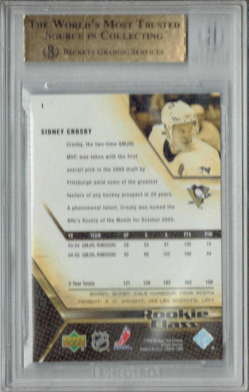 BGS 9.5 Sidney Crosby 2005-06 Upper Deck #1 Rookie Class Rookie Card Pittsburgh Penguins