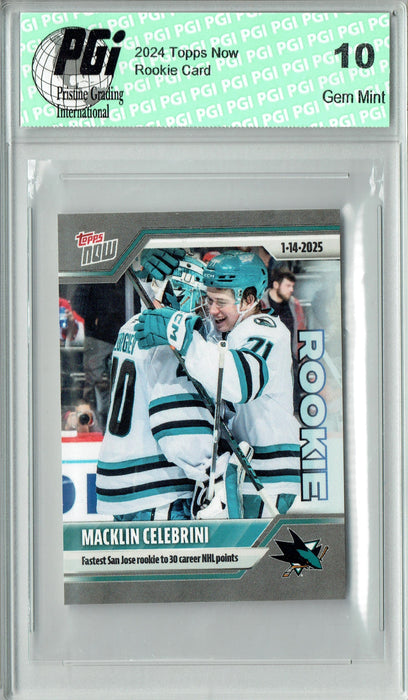 Macklin Celebrini 2024 Topps Now #88 Sticker Rookie Card PGI 10