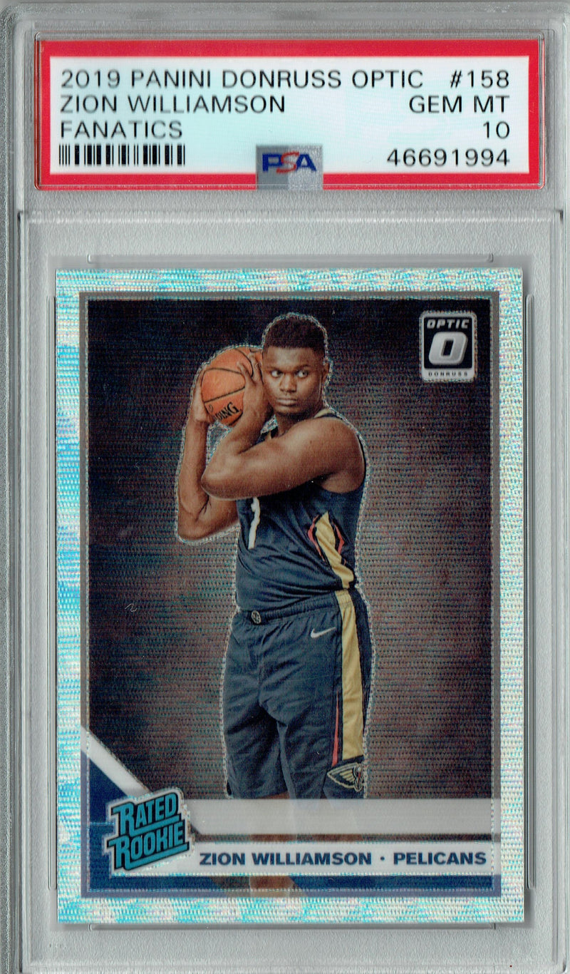PSA 10 Zion Williamson 2019 Donruss Optic #158 Rookie Card New Orleans Pelicans