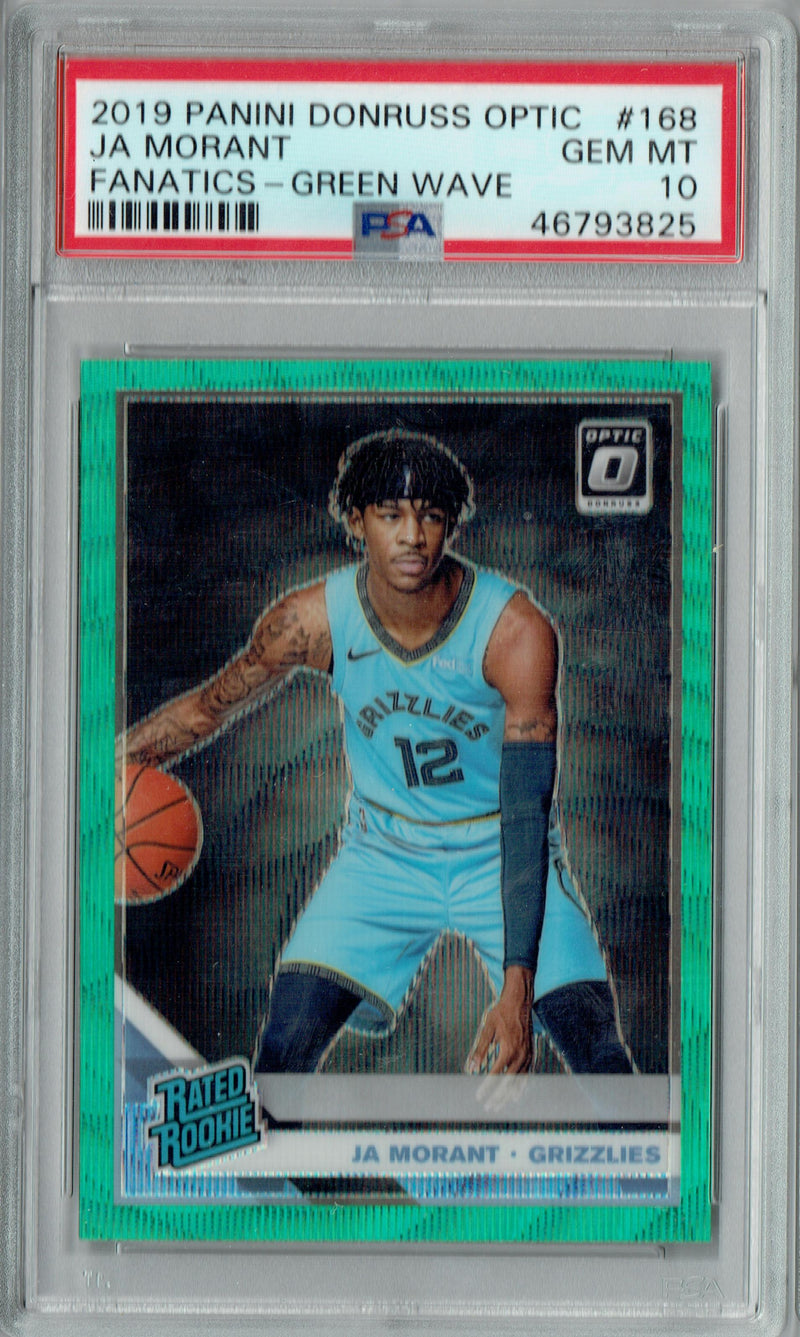 PSA 10 Ja Morant 2019 Donruss Optic #168 Green Wave Rookie Card Memphis Grizzlies