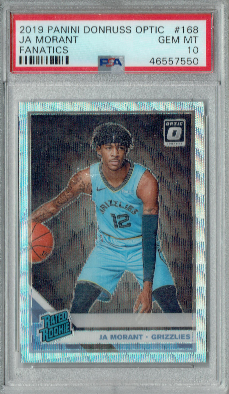 PSA 10 Ja Morant 2019 Donruss Optic #168 Fanatics Silver Wave Rookie Card Memphis Grizzlies