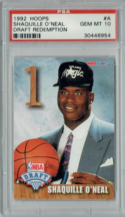PSA 10 Shaquille O'Neal 1992 Hoops #A Draft Redemption Rookie Card