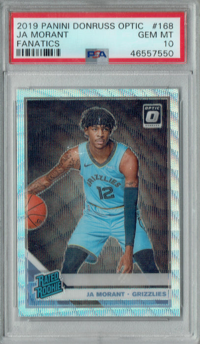 PSA 10 Ja Morant 2019 Donruss Optic #168 Silver Wave Fanatics Rookie Card