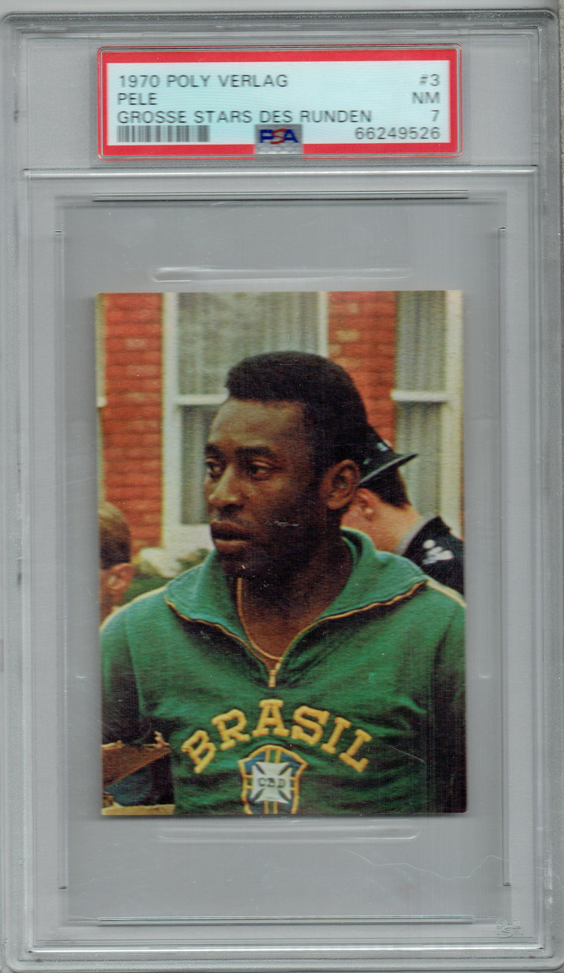 PSA 7 Pele 1970 Poly Verlag #3 Grosse Stars Des Runden Rare Trading Card Brazil