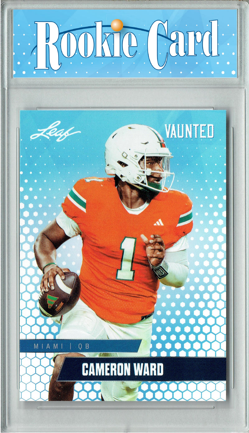 Cam Ward Rookie Card Miami Hurricanes Football Trading Card 2024 Leaf Vaunted #V-02 Debut Collection  Certified Mint+