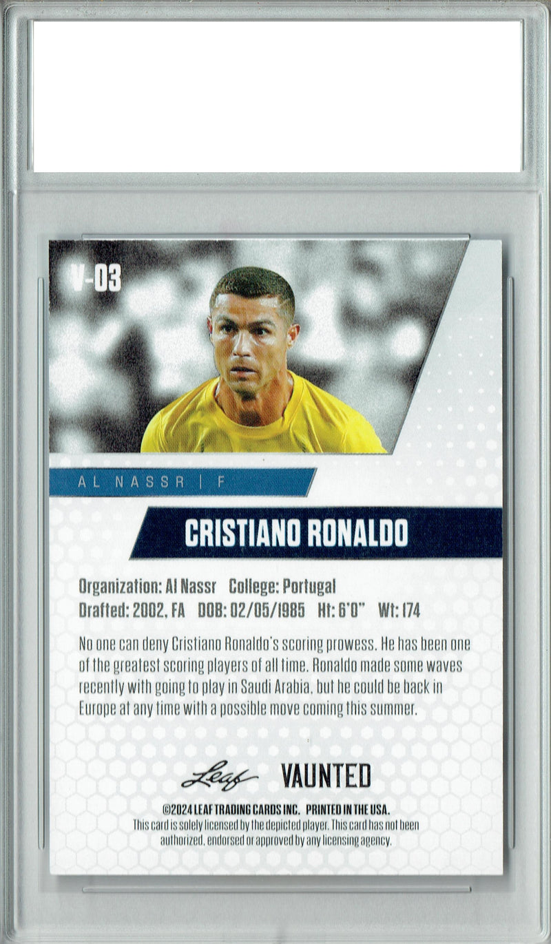 Cristiano Ronaldo 2024 Leaf Vaunted #V-03 Debut Collection Rare Trading Card PGI 10