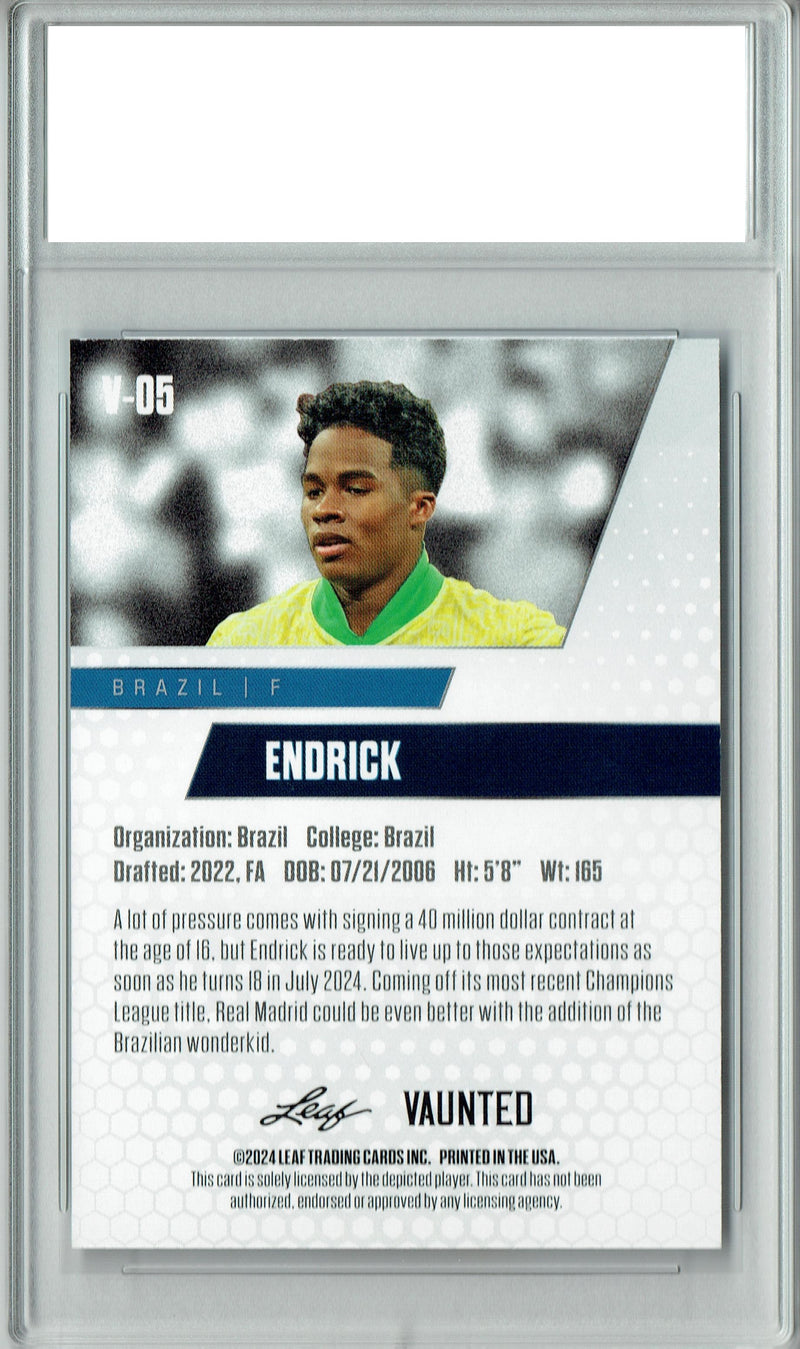 Certified Mint+ Endrick 2024 Leaf Vaunted #V-05 Debut Collection Rookie Card Real Madrid