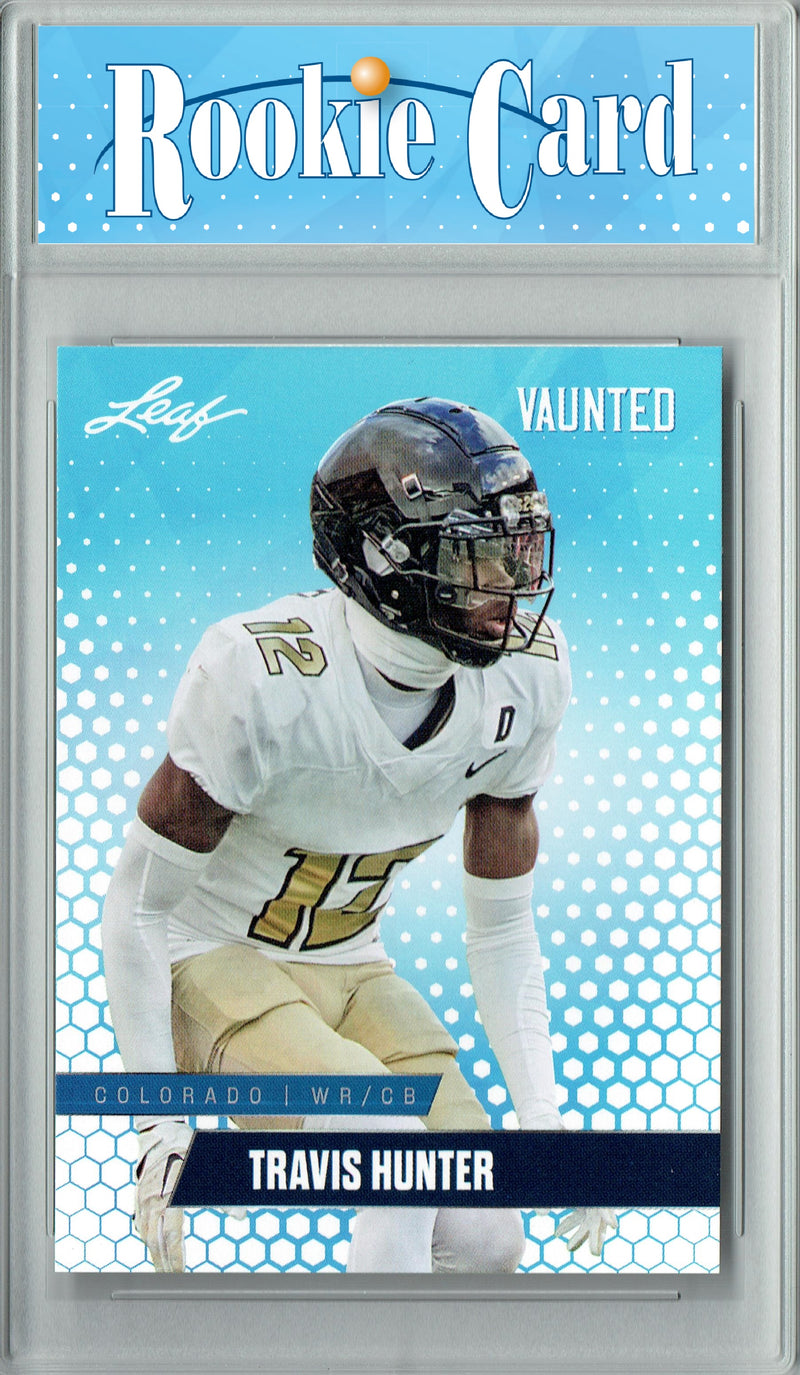 Travis Hunter Rookie Card Colorado Football Trading Card 2024 Leaf Vaunted #V-19 Debut Collection  Certified Mint+