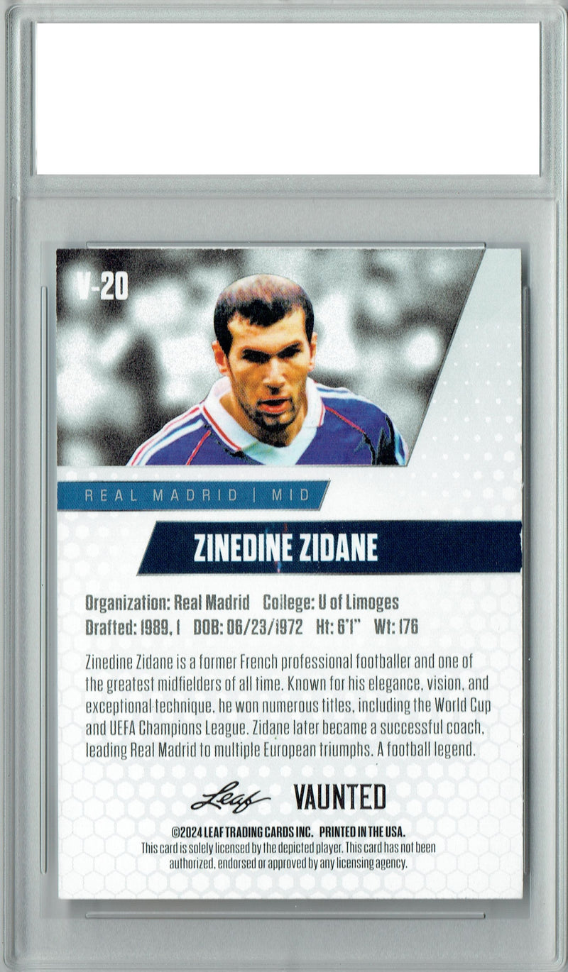Zinedine Zidane 2024 Leaf Vaunted #V-20 Debut Collection Rare Trading Card PGI 10