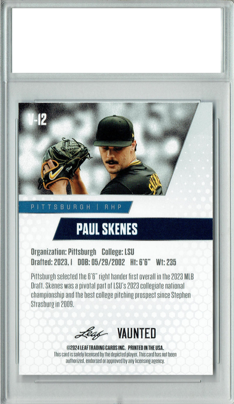 Certified Mint+ Paul Skenes 2024 Leaf Vaunted #V-12 Debut Collection Rookie Card Pittsburgh Pirates