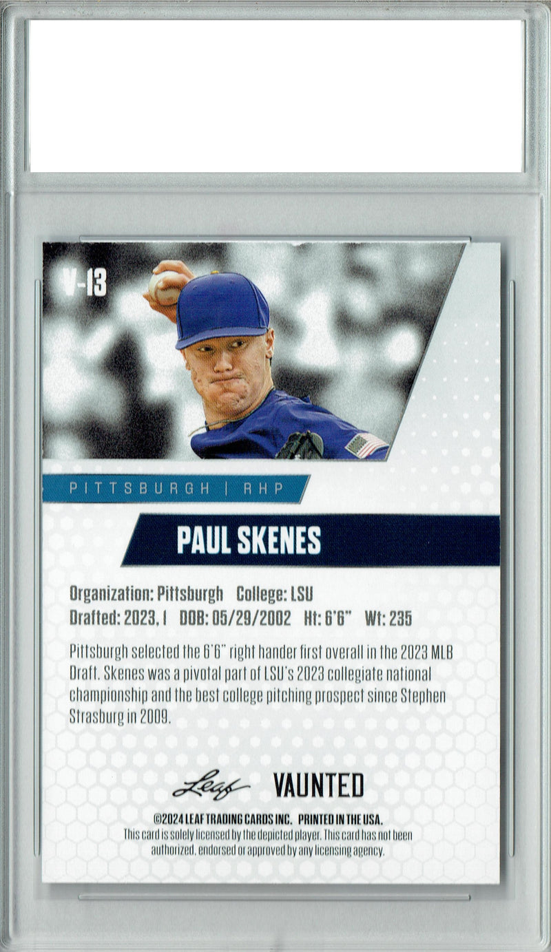 Paul Skenes 2024 Leaf Vaunted #V-13 Debut Collection Rookie Card PGI 10