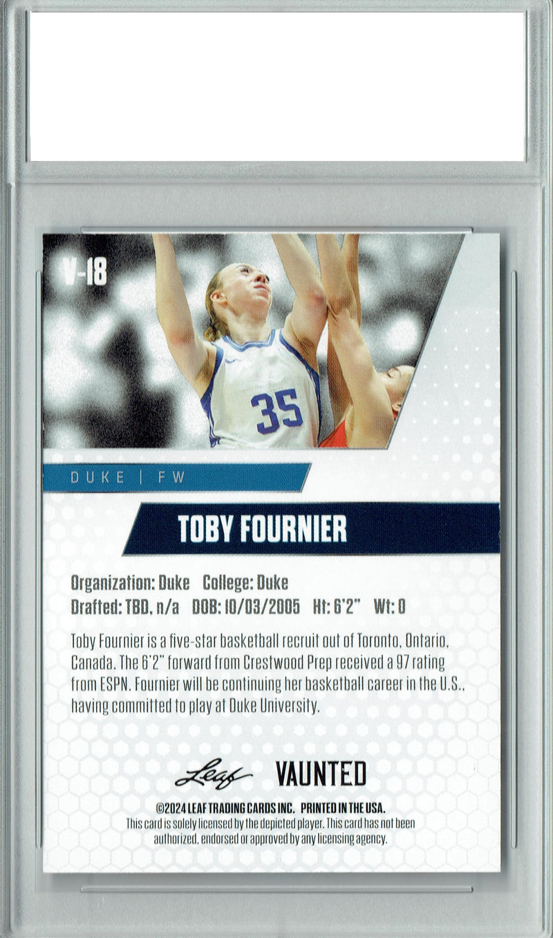 Certified Mint+ Toby Fournier 2024 Leaf Vaunted #V-18 Debut Collection Rookie Card Canada