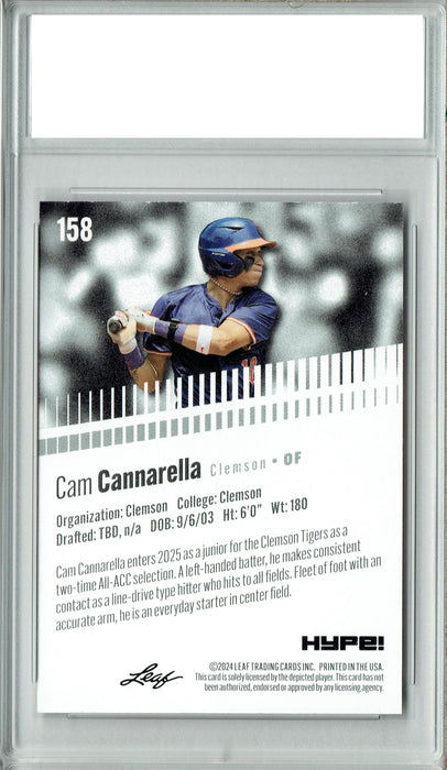 Certified Mint+ Cam Cannarella 2024 Leaf HYPE! #158 Only 5000 Made Rookie Card Clemson