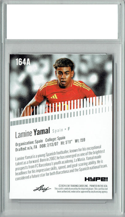 Lamine Yamal 2024 Leaf HYPE! #164A Only 5000 Made Rookie Card PGI 10