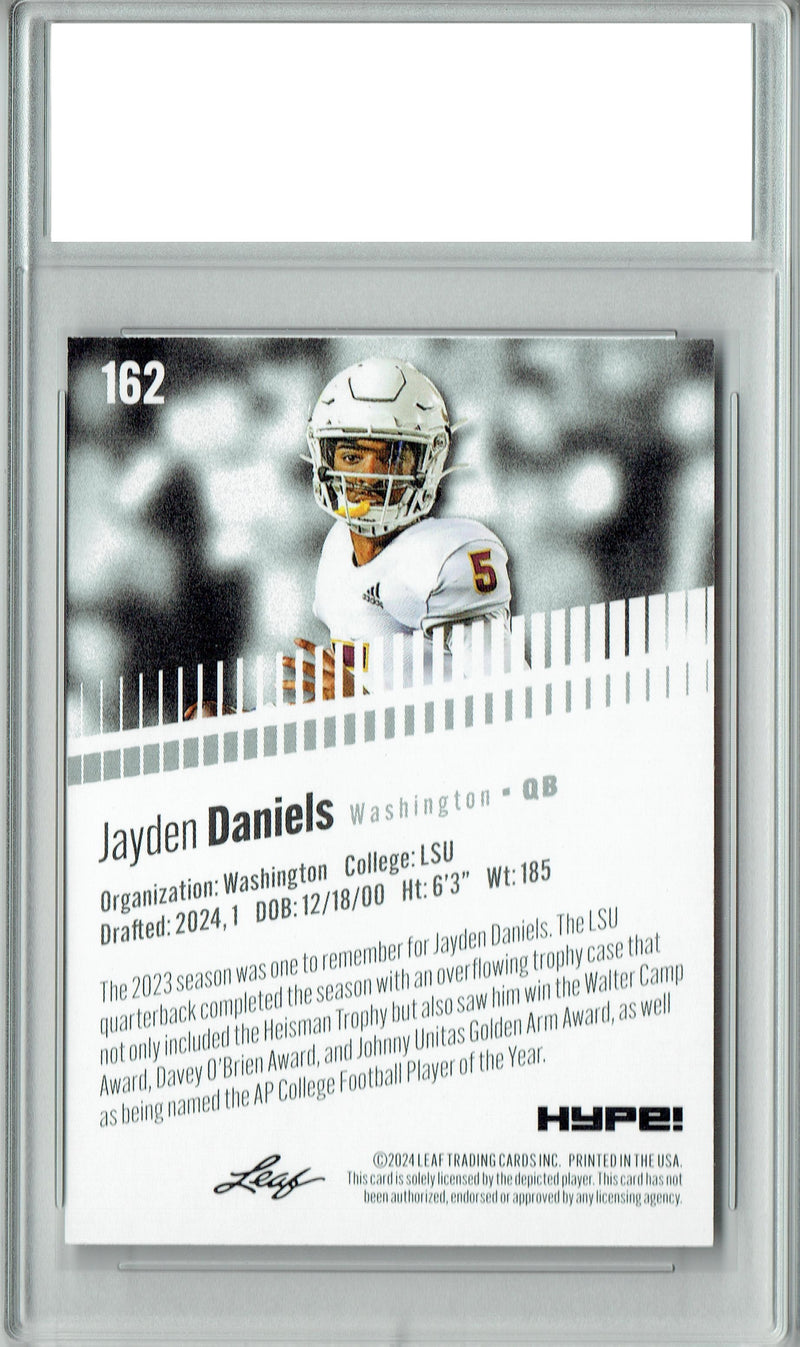 Jayden Daniels Rookie Card Washington Football Trading Card 2024 Leaf HYPE! #162 Only 5000 Made  Certified Mint+