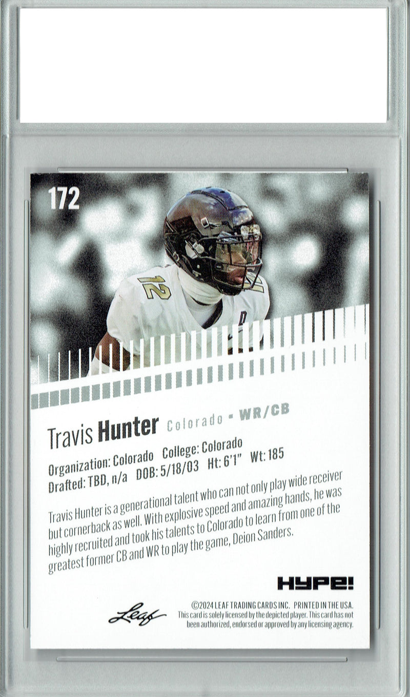 Travis Hunter Rookie Card Colorado Football Trading Card 2024 Leaf HYPE! #172 Only 5000 Made  Certified Mint+