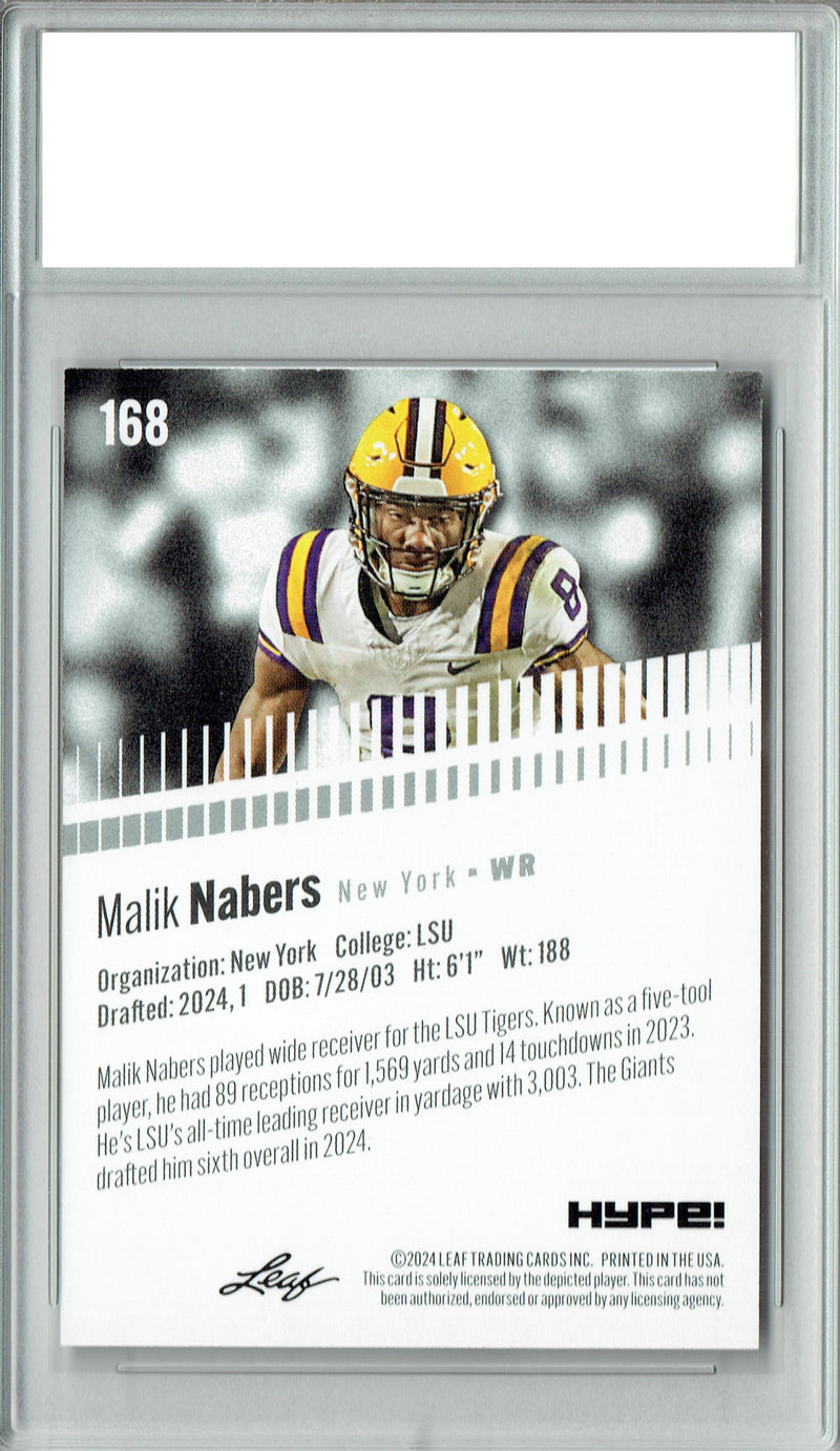 Malik Nabers 2024 Leaf HYPE! #168 Only 5000 Made Rookie Card PGI 10