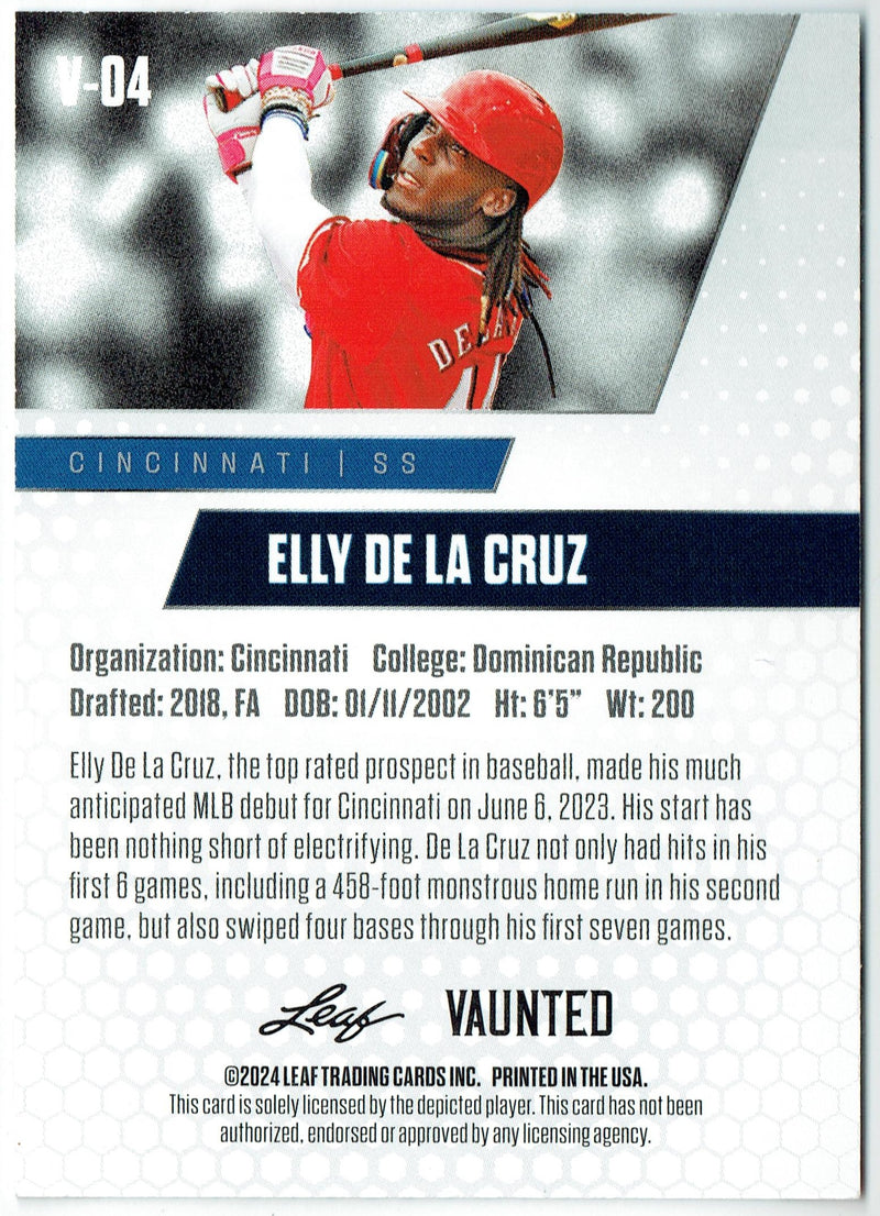 Mint Elly De La Cruz 2024 Leaf Vaunted #4V Debut Collection Rookie Card Cincinnati Reds