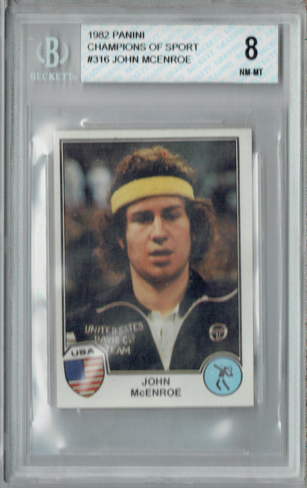 BGS 8 John McEnroe 1982 Panini #316 Champions of Sport Rookie Card