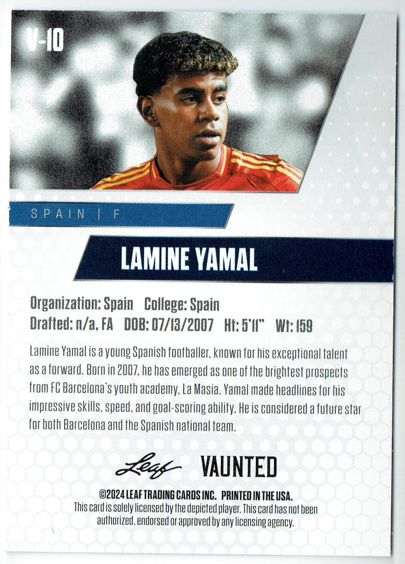 Mint Lamine Yamal 2024 Leaf Vaunted #10V Debut Collection Rookie Card Barcelona F.C.