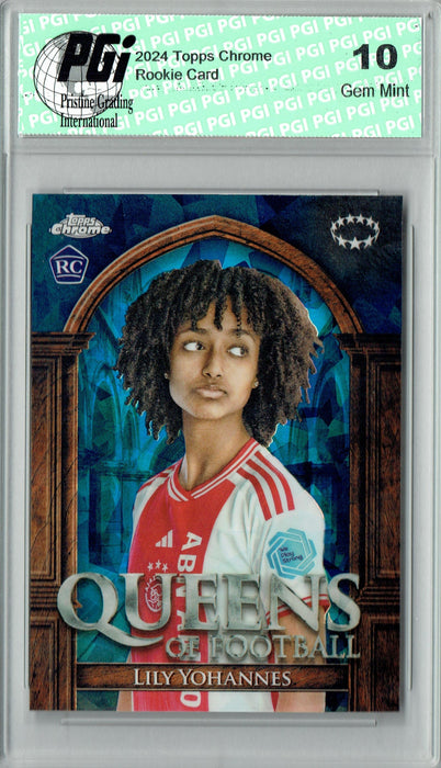 Lily Yohannes 2024 Topps Chrome #QF-12 Sapphire Queens of Football Rookie Card PGI 10