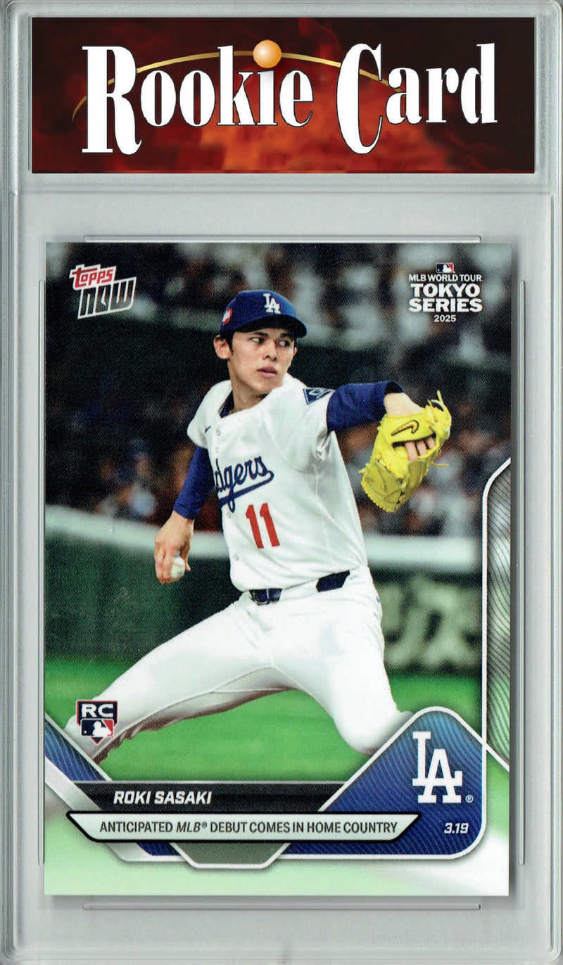 Certified Mint+ Roki Sasaki 2025 Topps Now #3 MLB Debut Rookie Card Los Angeles Dodgers