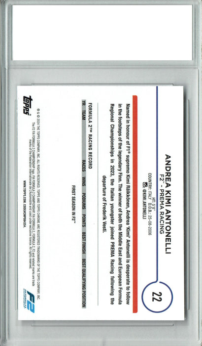 Certified Mint+ Andrea Kimi Antonelli 2024 Topps Chrome #22 Future Stars Rookie Card Mercedes
