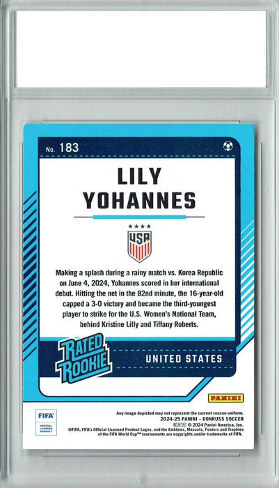 Certified Mint+ Lily Yohannes 2024 Donruss #183 Team USA Rookie Card USWNT
