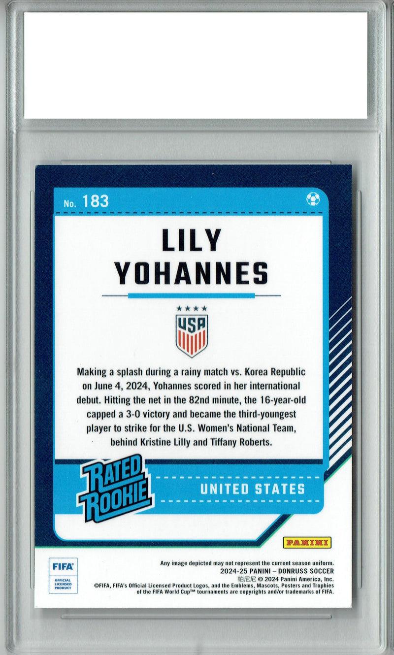 Certified Mint+ Lily Yohannes 2024 Donruss Optic #183-O Team USA Rookie Card USWNT