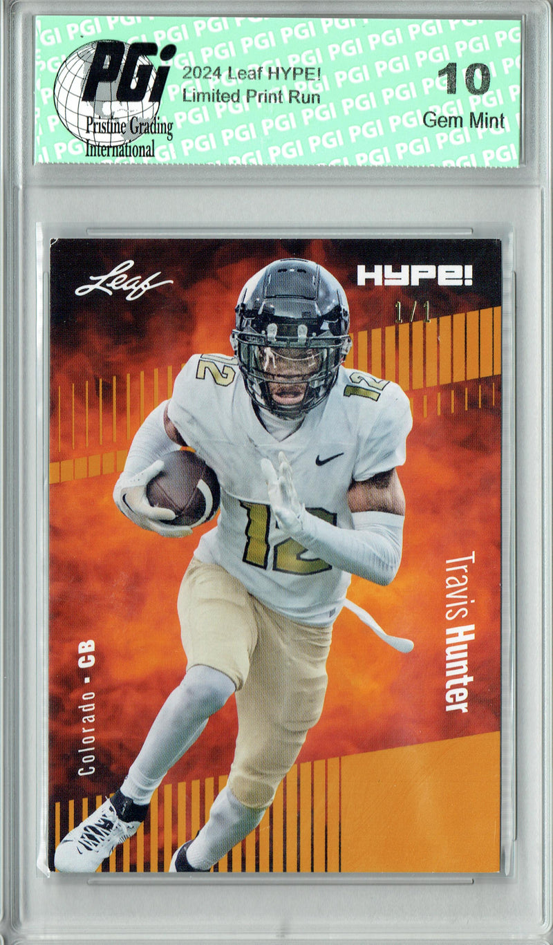 Travis Hunter Rookie Card Jacksonville PGI 10 Gem Mint Football Trading Card 2024 Leaf HYPE! #157 Gold Blank Back 1 of 1