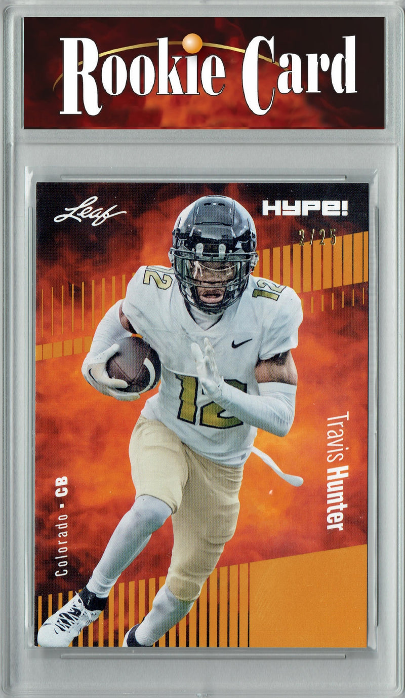 Travis Hunter Rookie Card Colorado Football Trading Card 2024 Leaf HYPE! #157 Gold SP 25 Made  Certified Mint+