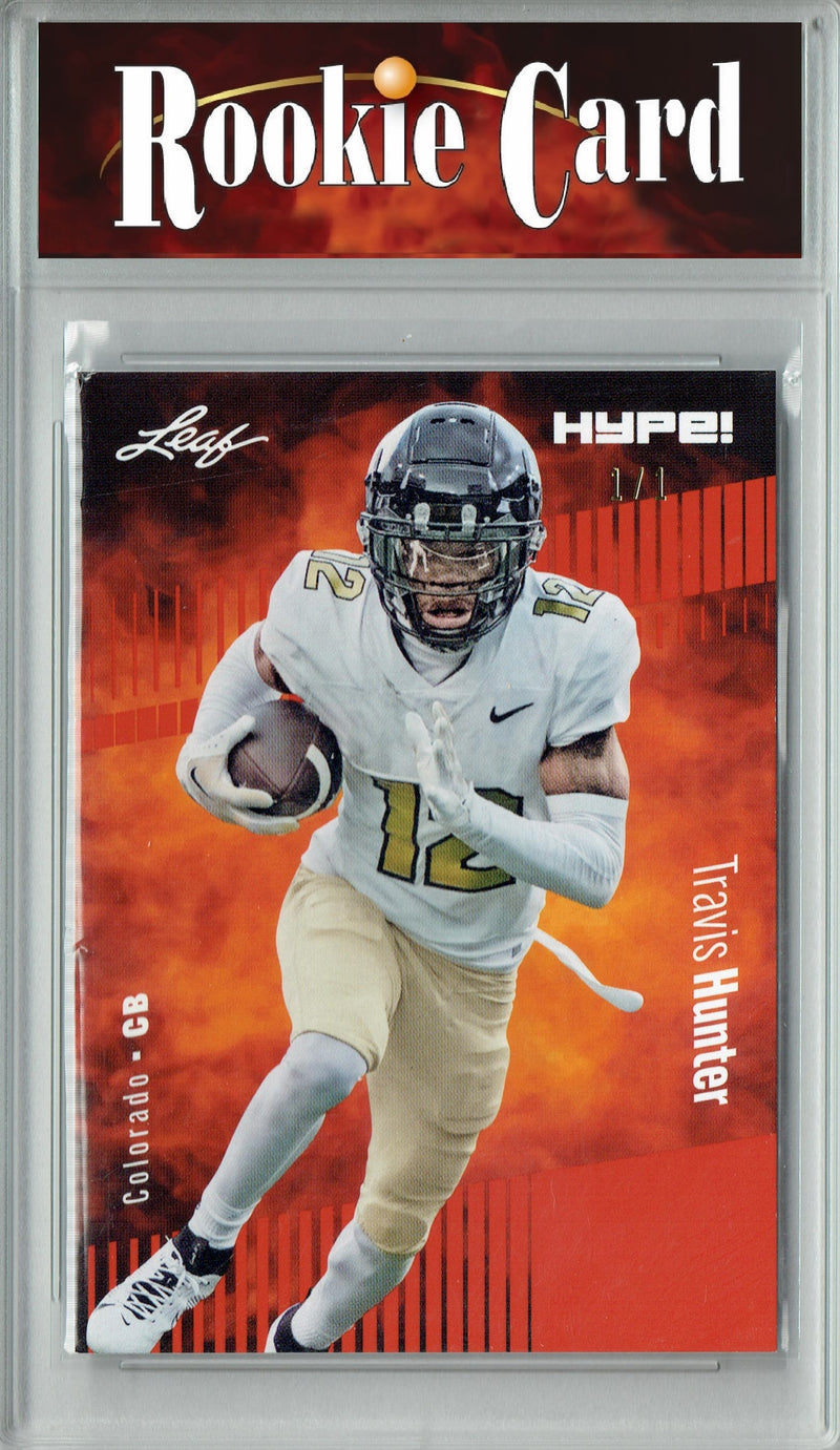 Travis Hunter Rookie Card Colorado Football Trading Card 2024 Leaf HYPE! #157 Red Blank Back 1 of 1  Certified Mint+