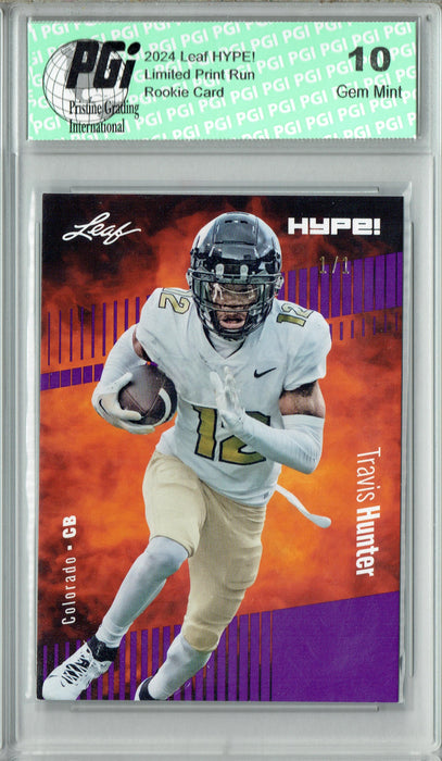 Travis Hunter 2024 Leaf HYPE! #157 Purple Blank Back 1 of 1 Rookie Card PGI 10