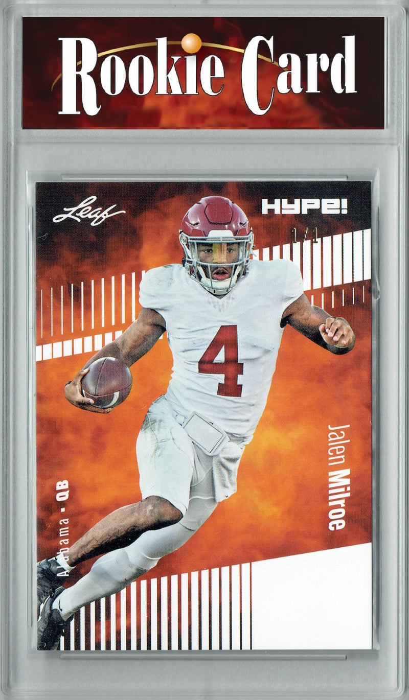 Jalen Milroe Rookie Card Alabama Football Trading Card 2024 Leaf HYPE! #146 White Blank Back 1 of 1  Certified Mint+