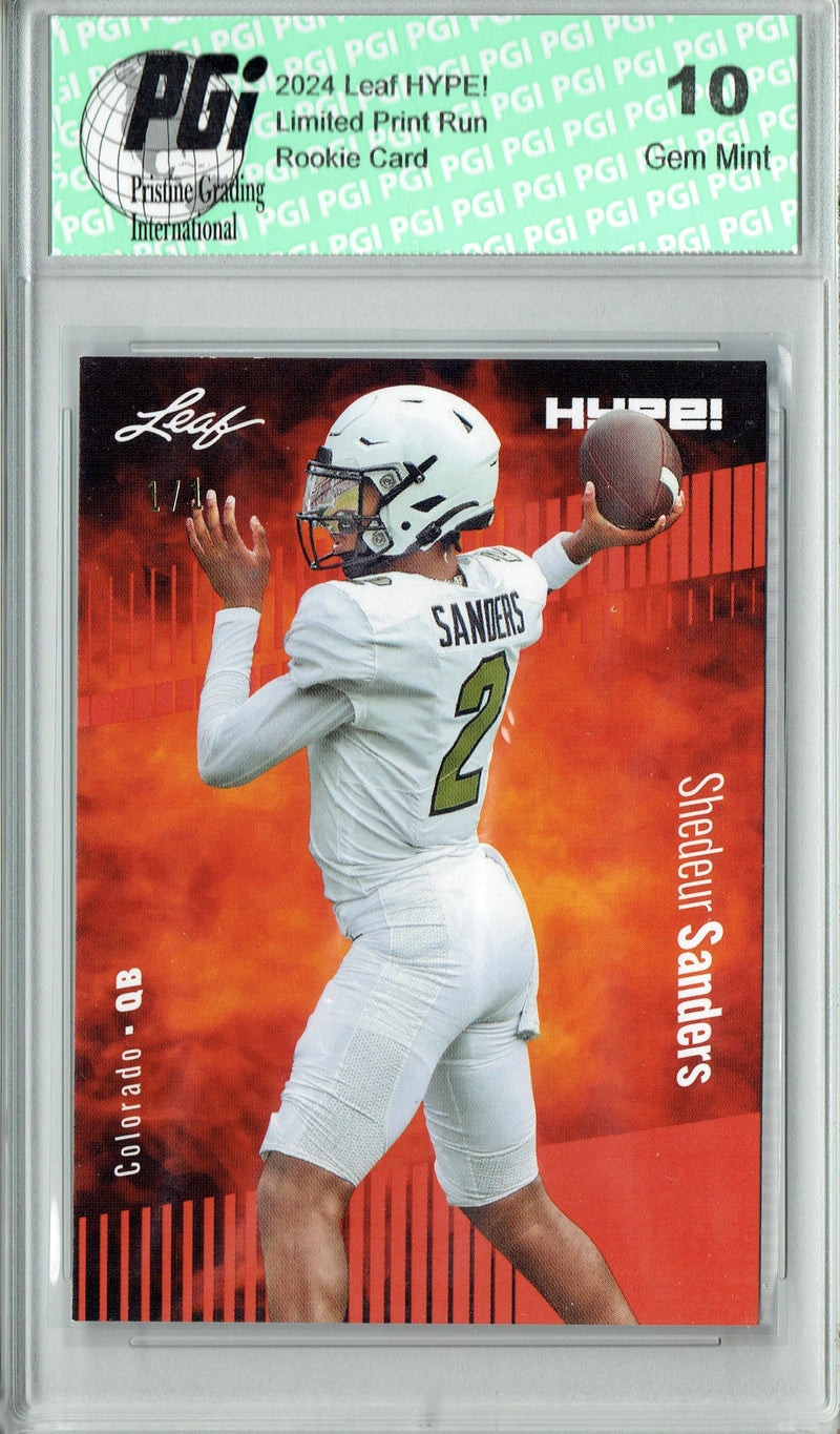 Shedeur Sanders Rookie Card Cleveland PGI 10 Gem Mint Football Trading Card 2024 Leaf HYPE! #155 Masterpiece 1 of 1