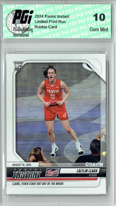 Caitlin Clark 2024 Panini Instant #166 Hot out of the break Rookie Card PGI 10