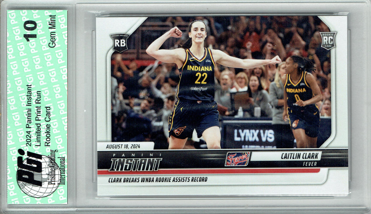 Caitlin Clark 2024 Panini Instant #171 Breaks Assists Record Rookie Card PGI 10