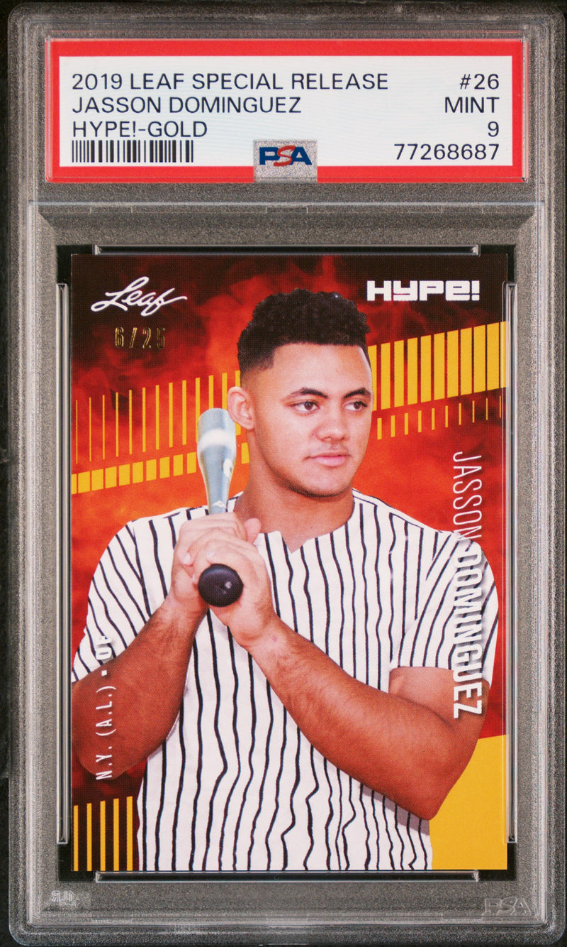 PSA 9 Jasson Dominguez 2019 Leaf HYPE! #26 Rookie Card Gold 6/25 New York Yankees