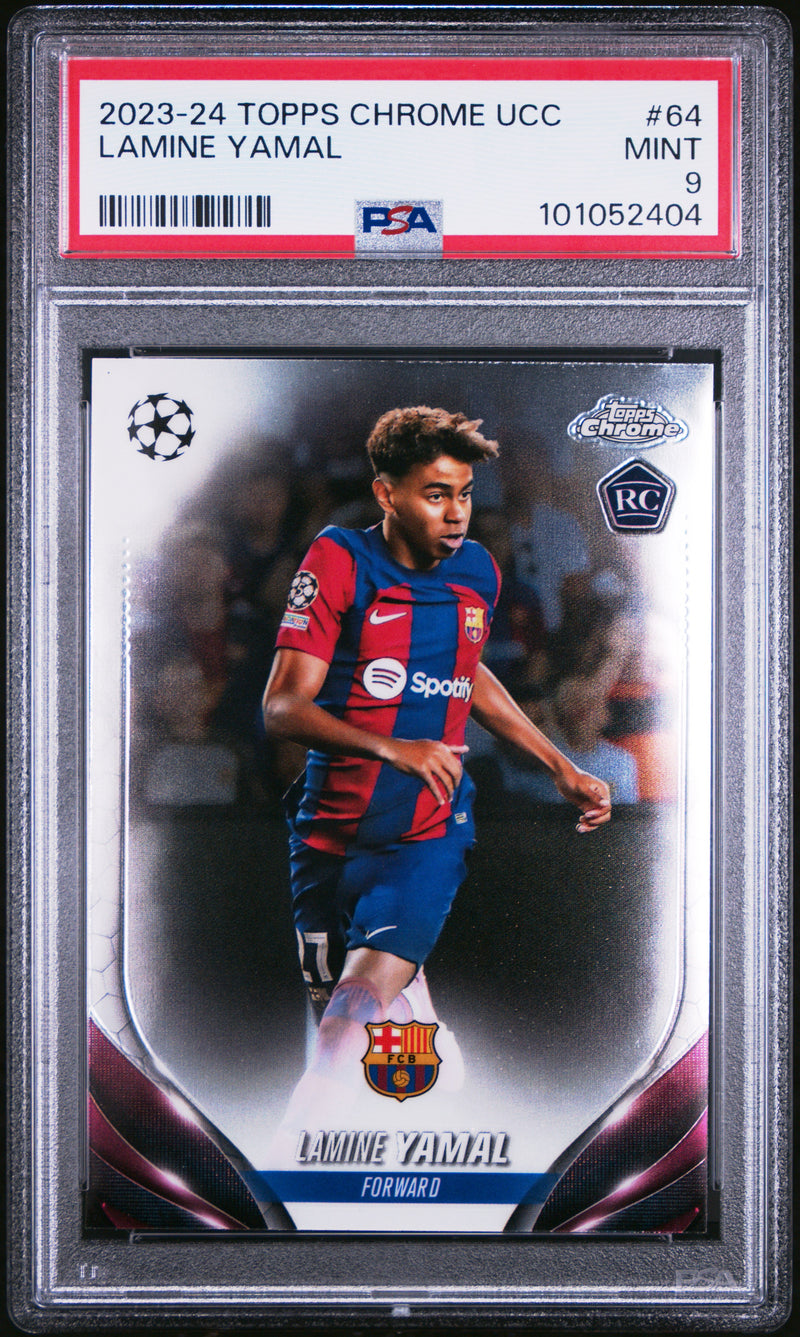 PSA 9 Lamine Yamal 2024 Topps Chrome #64 Barcelona Rookie Card Spain