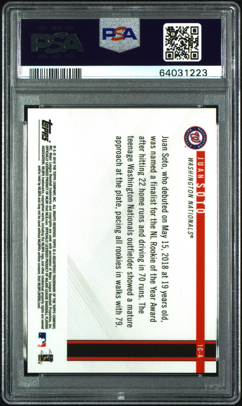 PSA 9 Juan Soto 2018 Topps on Demand #1A Review Auto #10/10 Rookie Card New York Mets