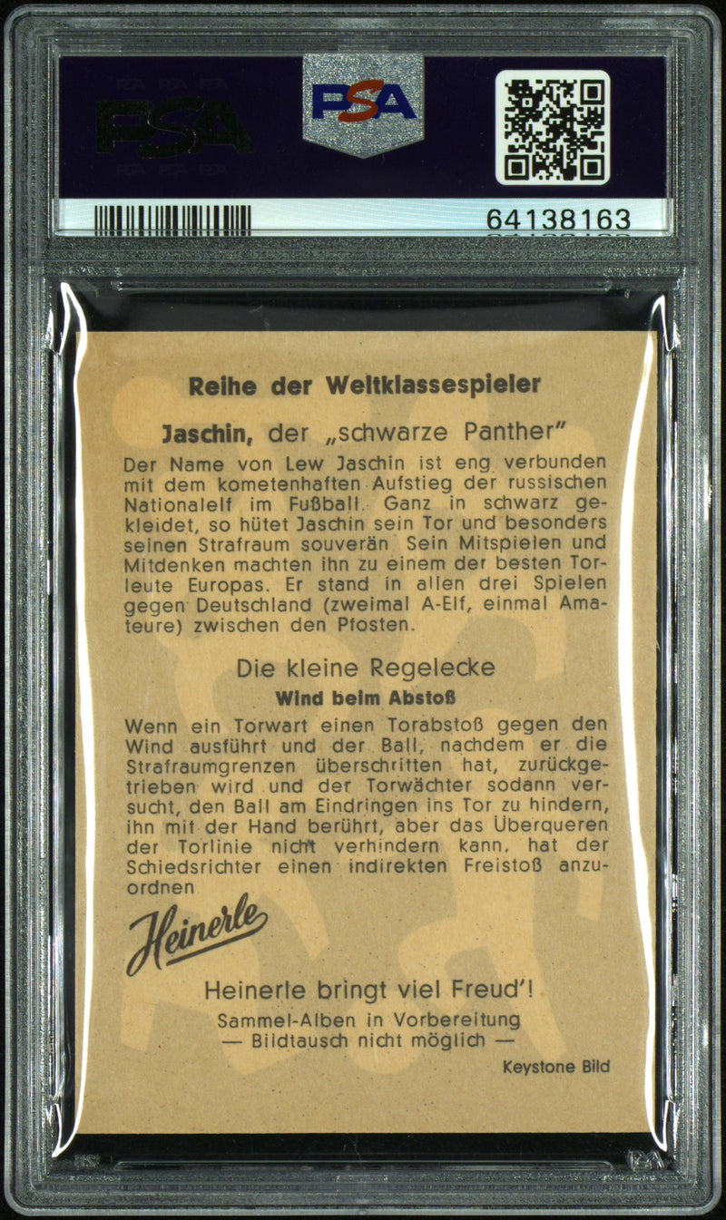 PSA 7 Lev Jaschin 1959 Heinerle GOAT Goalkeeper Rookie Card CCCP/Russia
